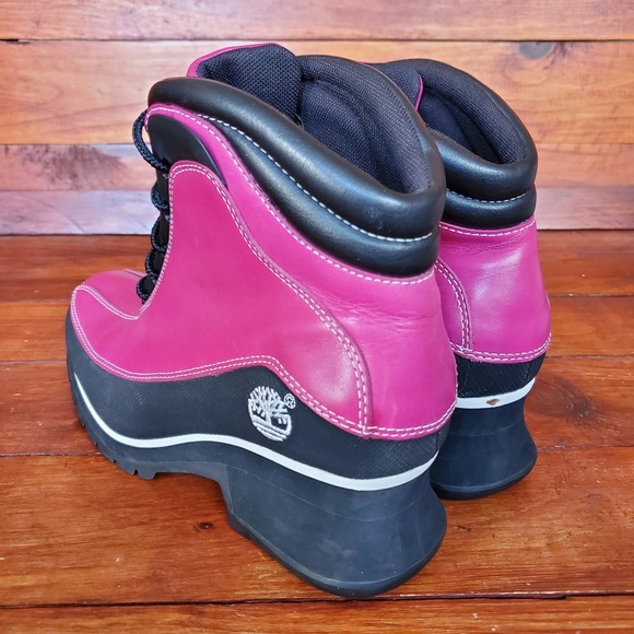 Timberland Euro Dub‎ Ankle Boots Booties Women 7 Pink Leather - Picture 2 of 7